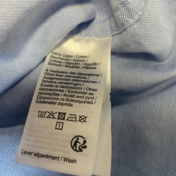 Lacoste Button Down Men's 46 Size XXL Blue Oxford Dress Shirt Long Sleeve Cotton - Picture 6 of 11